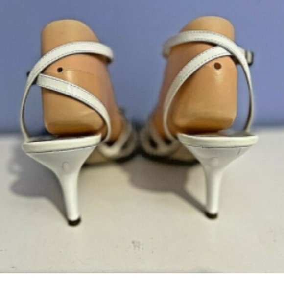 LUMIANI White Leather Strappy Heeled Sandals Made in ITALY EU Sz 39 (US Sz 8.5) - Picture 5 of 10